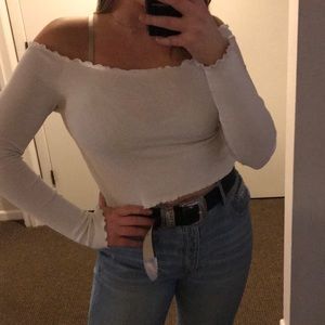 Over the Shoulder Long Sleeve Crop Top